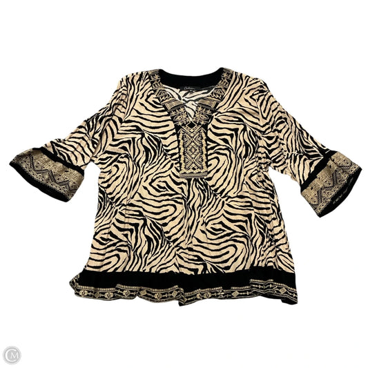 Blouse Long Sleeve By Calessa In Black & Brown, Size: 3x