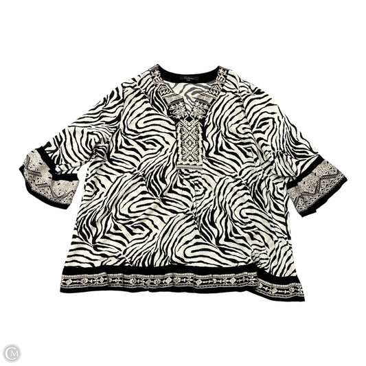 Blouse Long Sleeve By Calessa In Black & White, Size: 3x