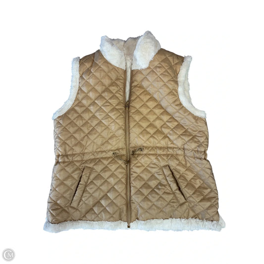 Vest Faux Fur & Sherpa By Clothes Mentor In Tan & White, Size: Xl