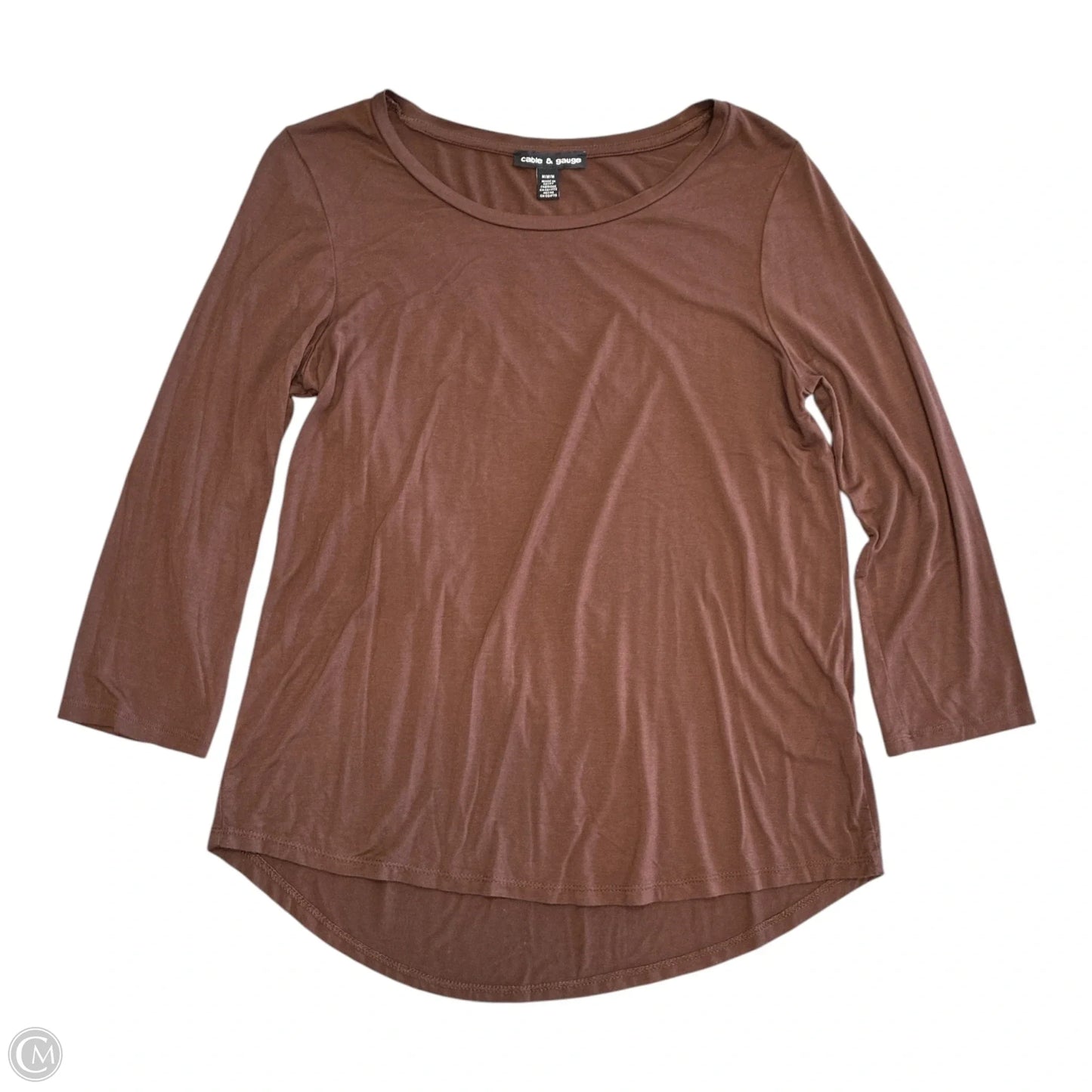 Top 3/4 Sleeve By Cable And Gauge In Brown, Size: M