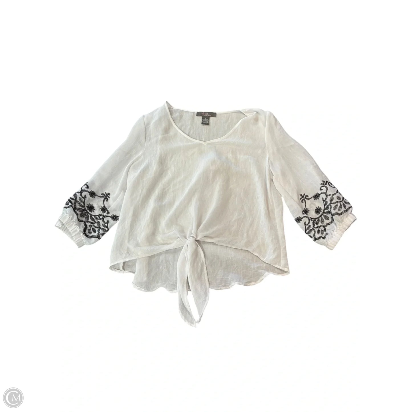 Blouse 3/4 Sleeve By Clothes Mentor In White, Size: L