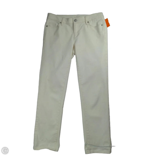 Jeans Cropped By Loft In White Denim, Size: 4