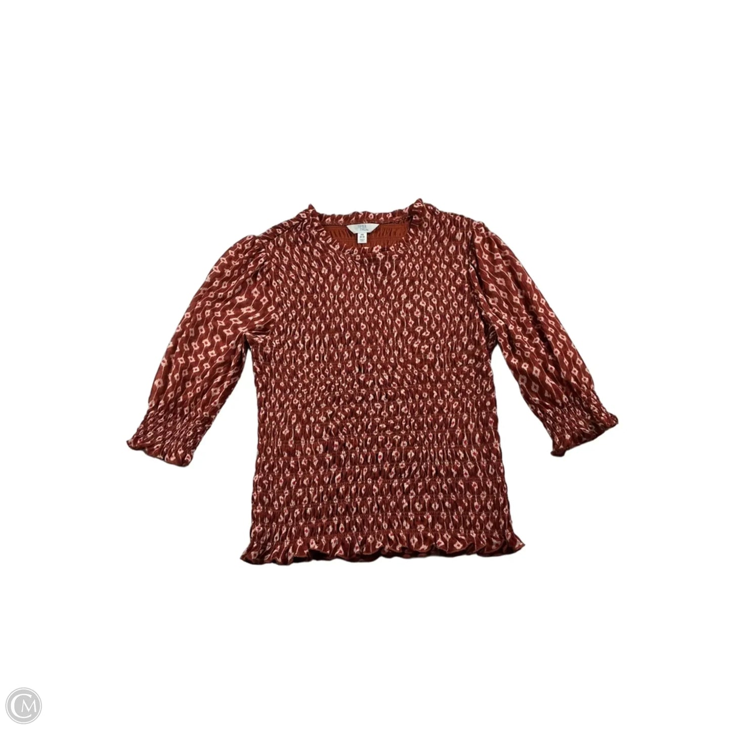 Top 3/4 Sleeve By Time And Tru In Red, Size: Xs