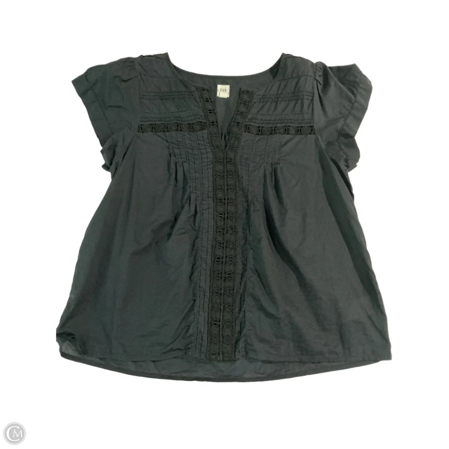 Blouse Short Sleeve By Gap In Black, Size: S