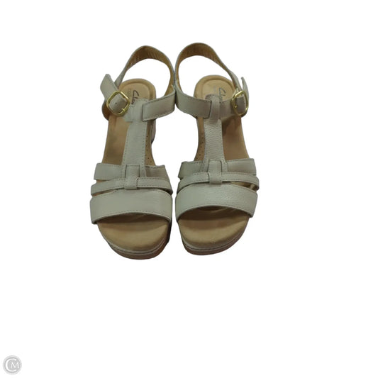 Sandals Heels Block By Clarks In Cream, Size: 8