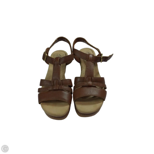 Sandals Heels Block By Clarks In Brown, Size: 8