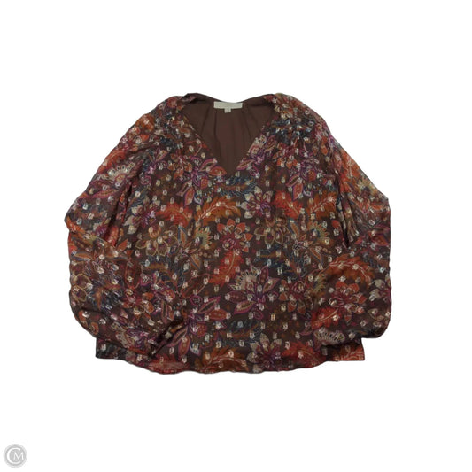Blouse Long Sleeve By Loft In Multi-colored, Size: M