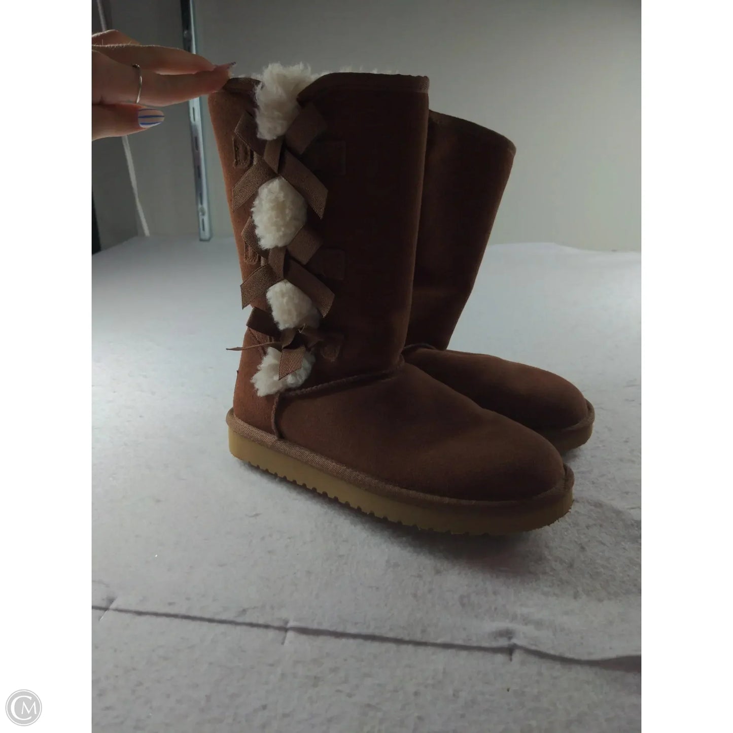Boots Designer By Ugg In Brown, Size: 5