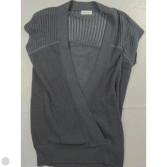 Sweater Short Sleeve By Calvin Klein In Grey, Size: L