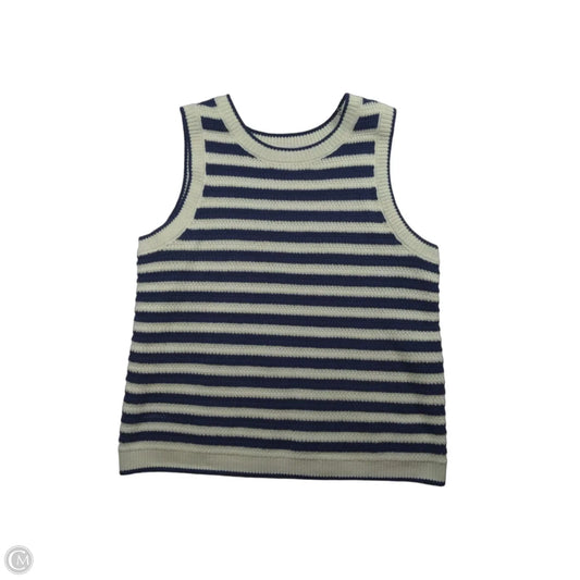 Sweater Cardigan By Nine West In Blue & White, Size: L