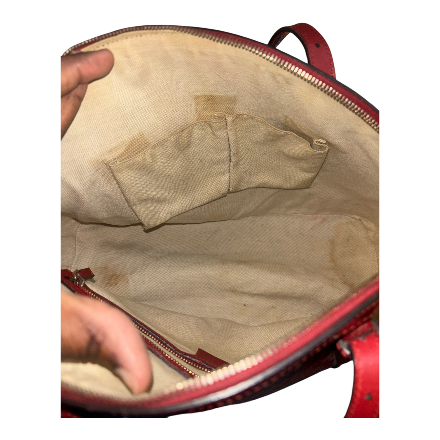 Handbag Luxury Designer By Gucci, Size: Large Patent Satchel