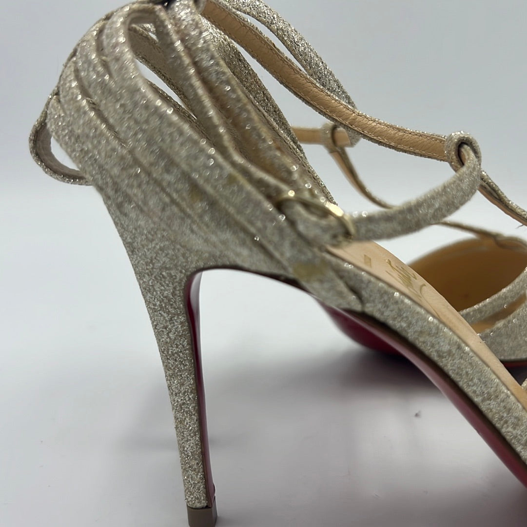 Like New! Christian Louboutin Patitta Glitter Designer Pumps  Sz. 5 / 35