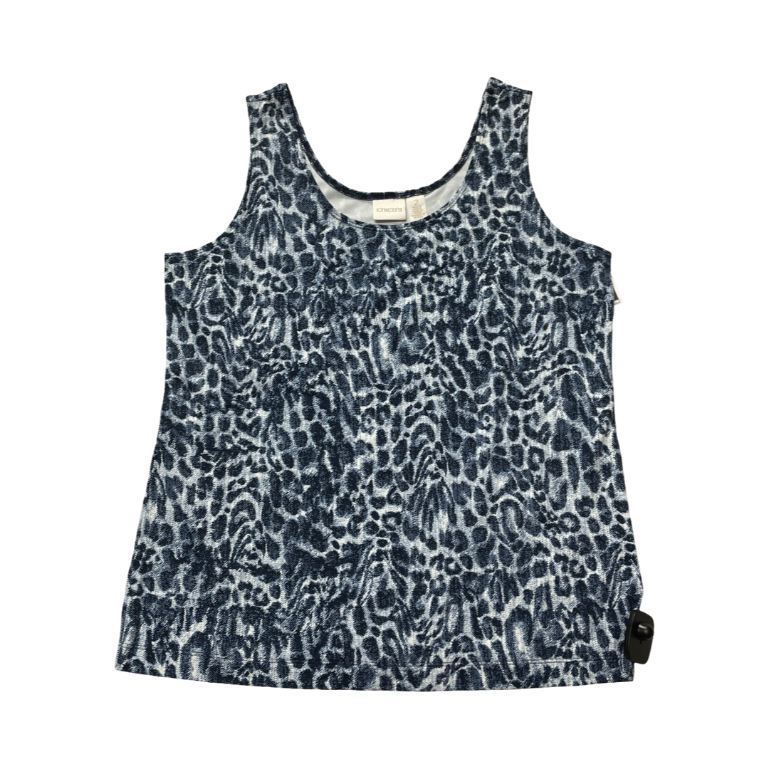Top Sleeveless By Chicos In Blue & White, Size:L