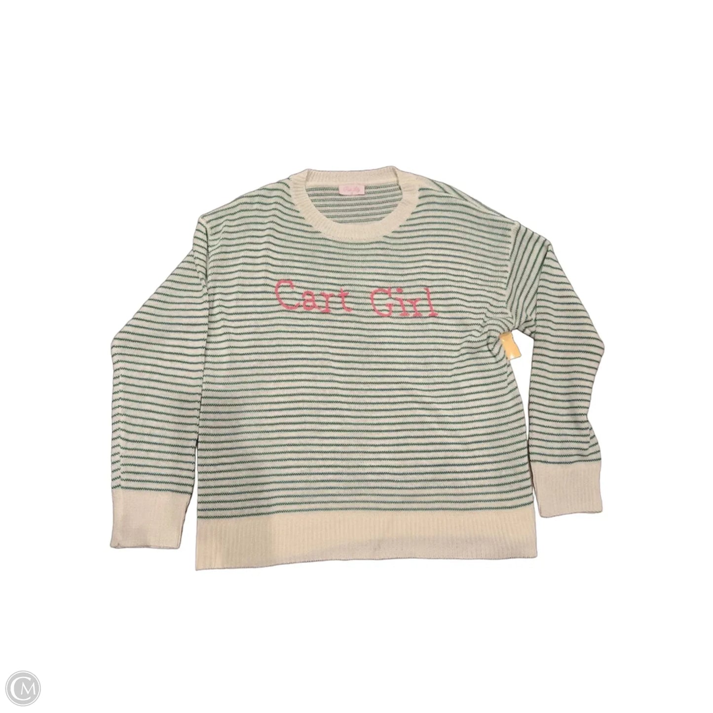 Sweater By Pink Lily In Green & White, Size: M