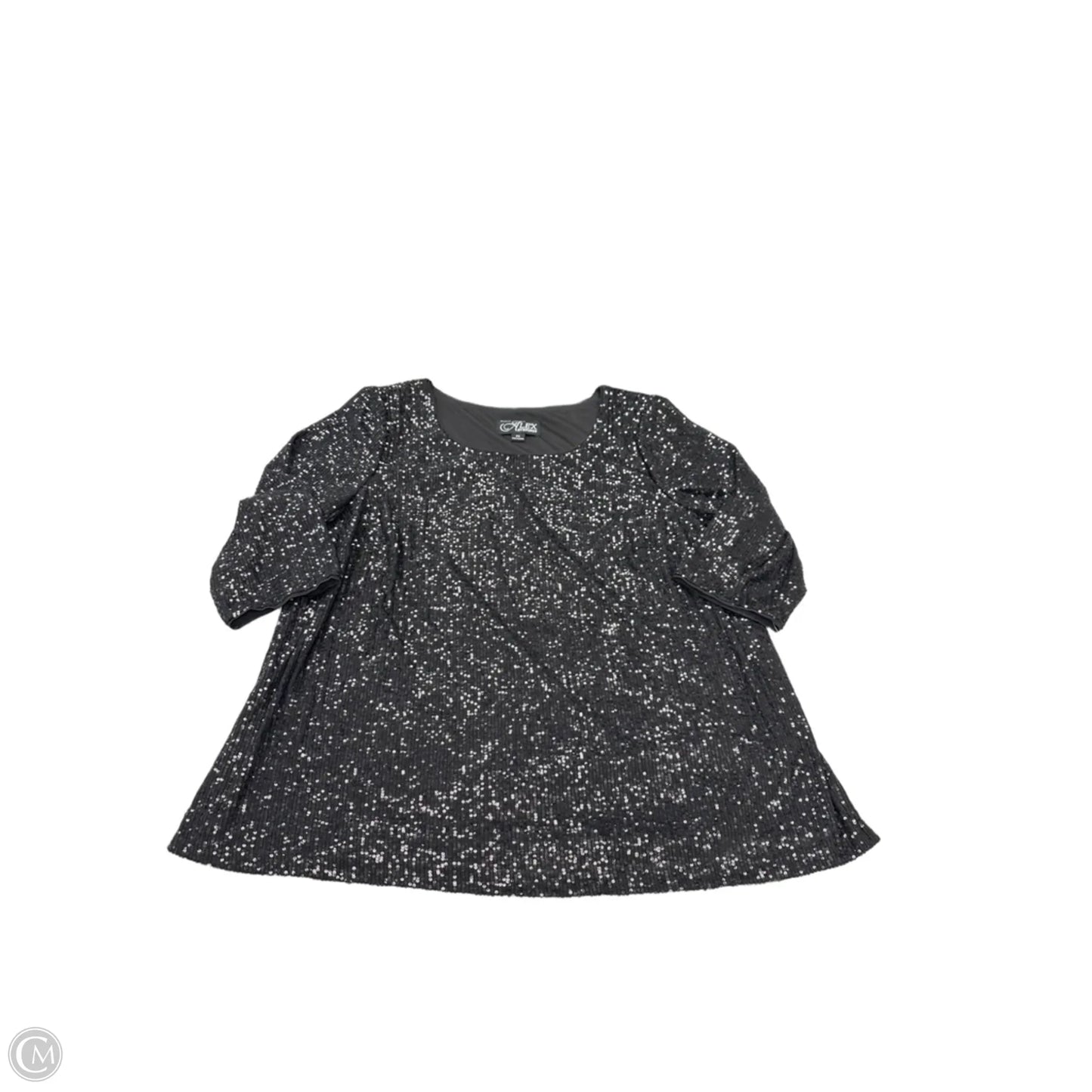 Blouse Short Sleeve By Alex Evenings In Black, Size: 2x