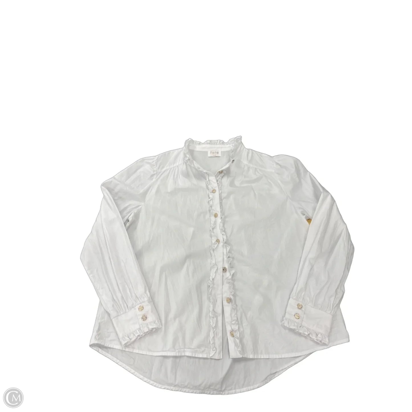 Top Long Sleeve By Fate In White, Size: L