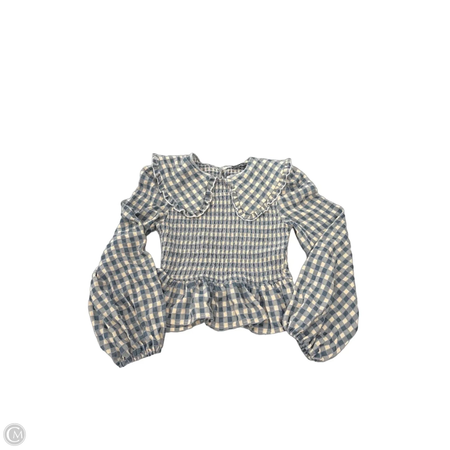 Top Long Sleeve By Shein In Blue & Cream, Size: Xs