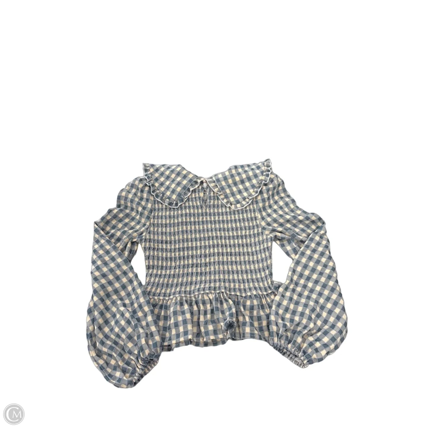 Top Long Sleeve By Shein In Blue & Cream, Size: Xs