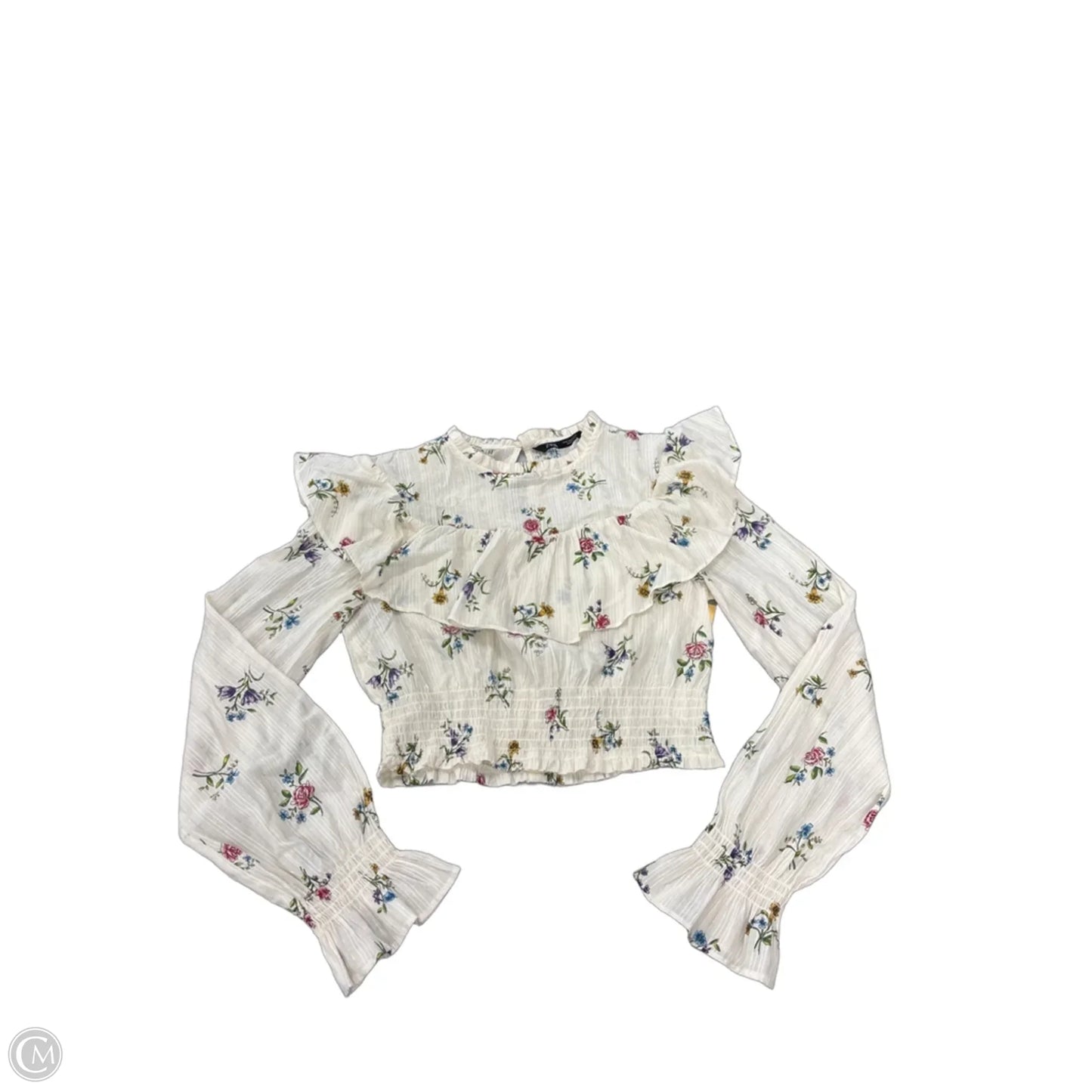 Top Long Sleeve By Zara In Floral Print, Size: S