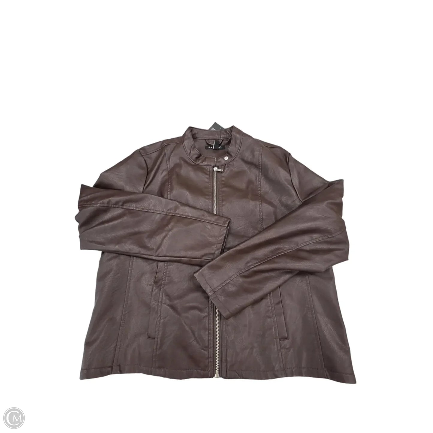 Jacket Moto Leather By Baccini In Brown, Size: Xl