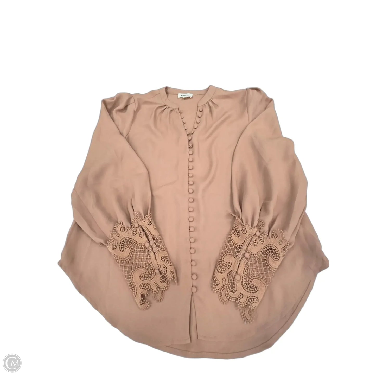 Blouse Long Sleeve By L Agence In Tan, Size: L