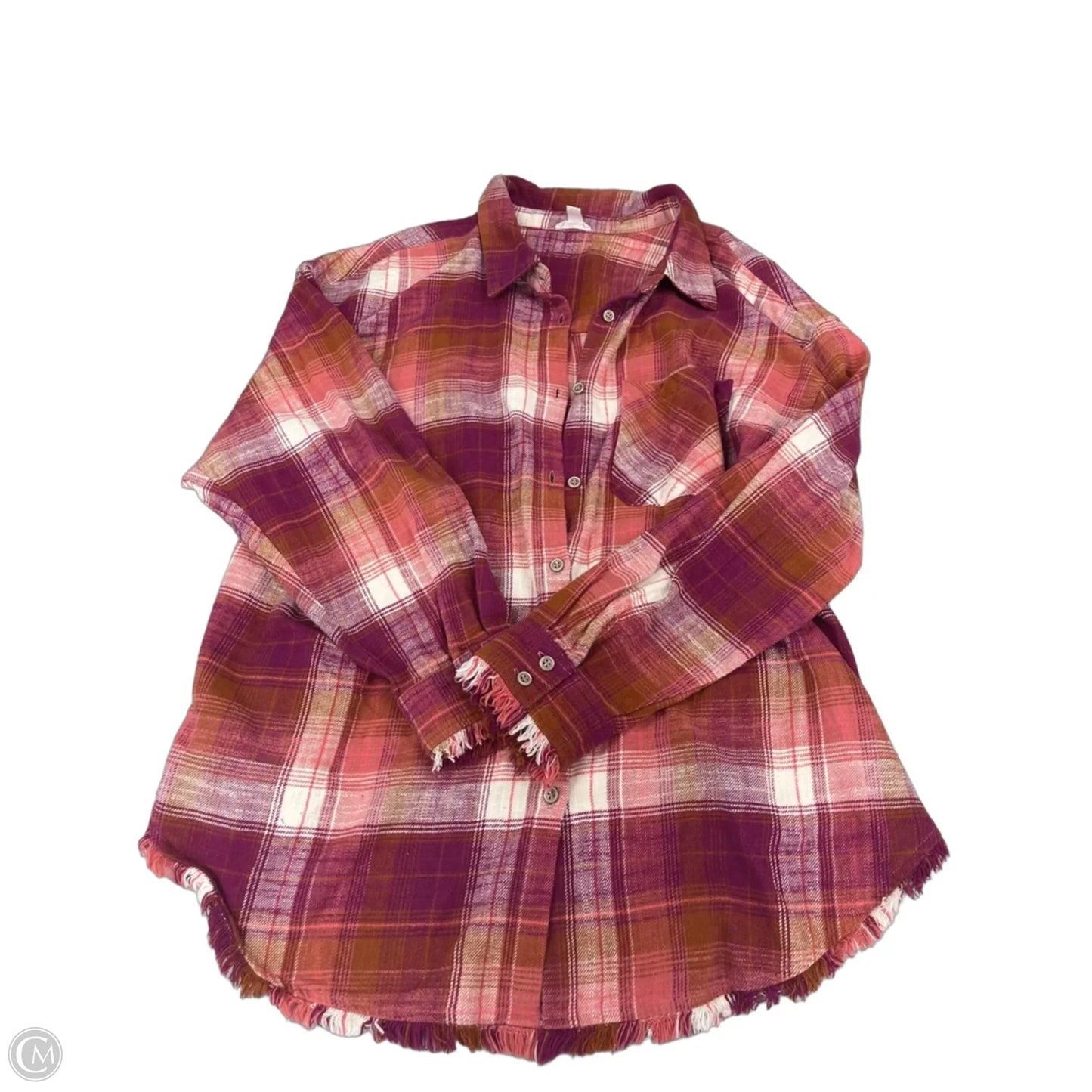 Top Long Sleeve By Tribal In Plaid Pattern, Size: Xxl