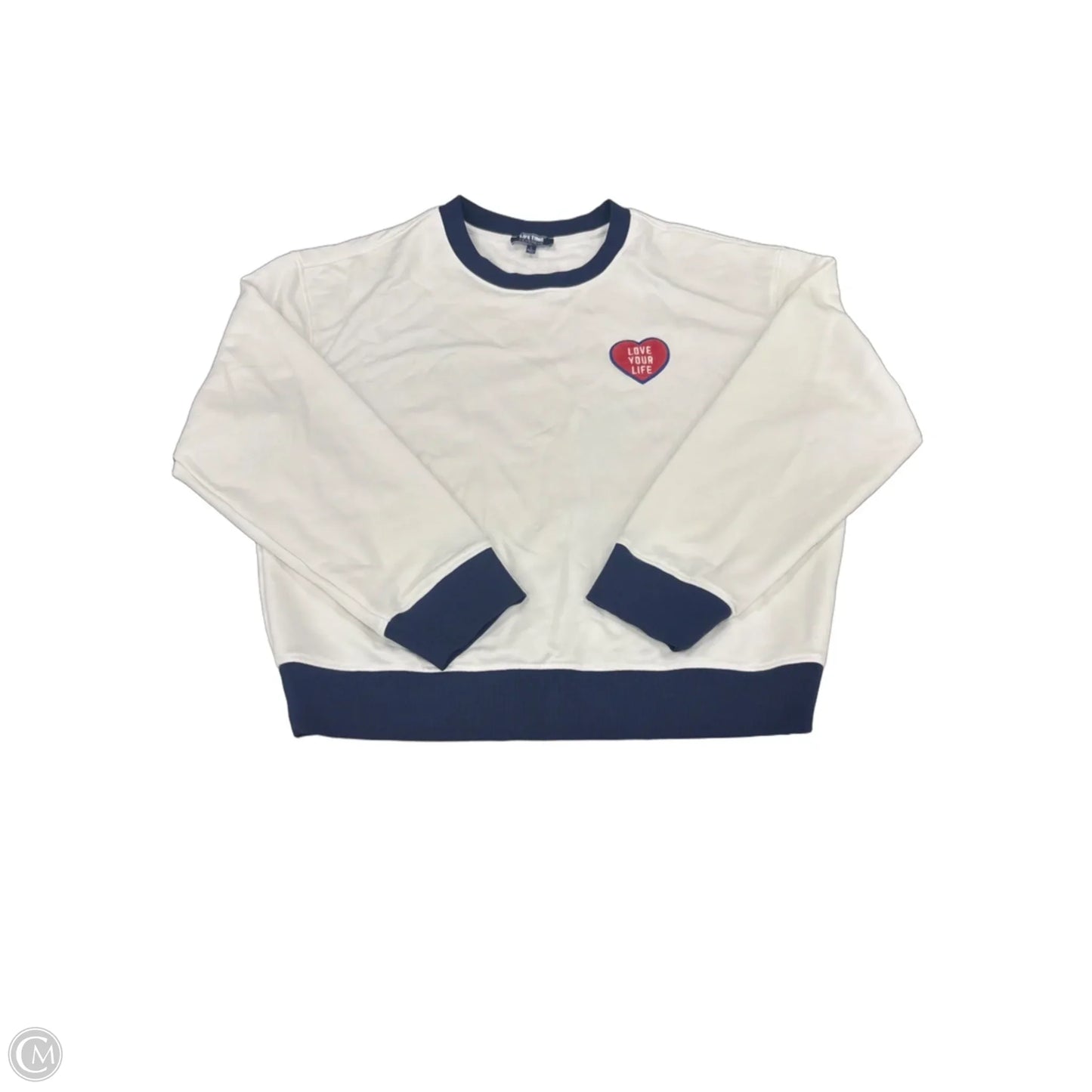 Sweatshirt Crewneck By Evereve In Blue & White, Size: L