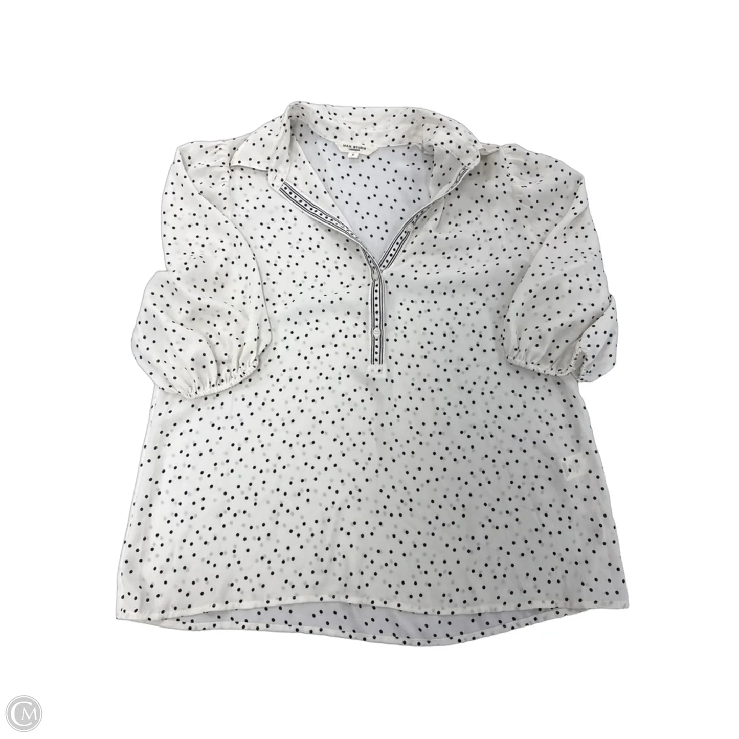 Blouse Short Sleeve By Max Studio In Polkadot Pattern, Size: S