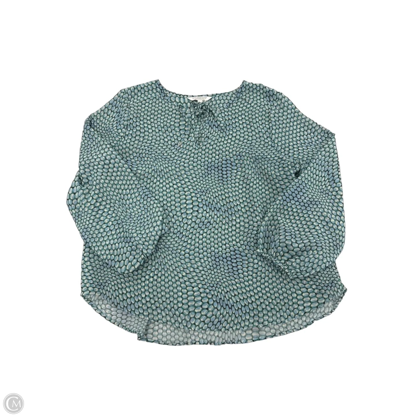 Blouse Long Sleeve By Liverpool In Blue & Green, Size: S