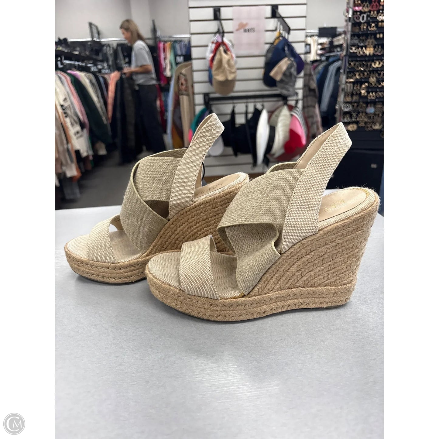 Sandals Heels Wedge By Ralph Lauren In Tan, Size: 8.5