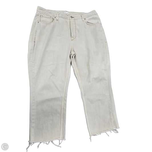 Jeans Cropped By Good American In Cream Denim, Size: 16