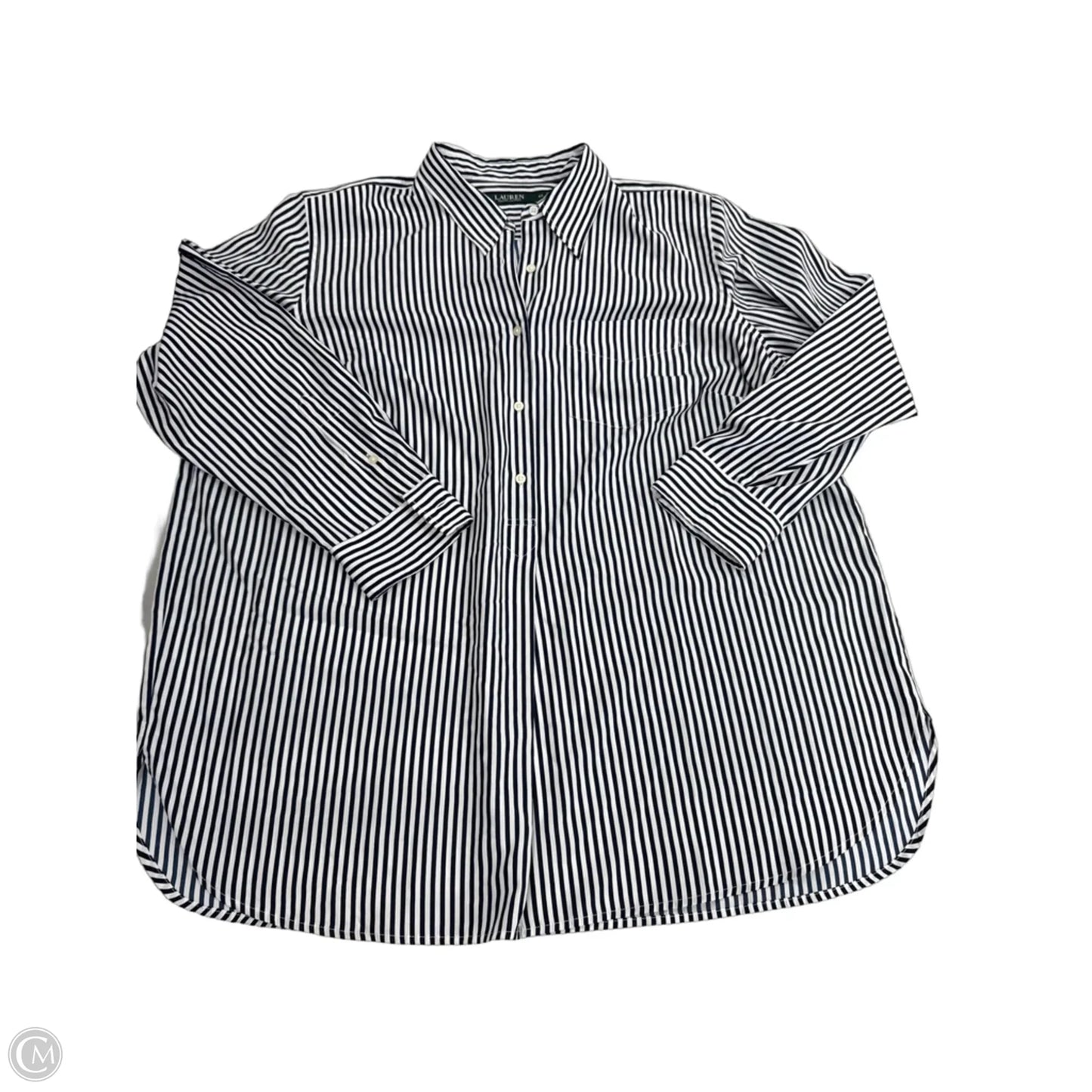 Blouse Long Sleeve By Lauren By Ralph Lauren In Striped Pattern, Size: 2x