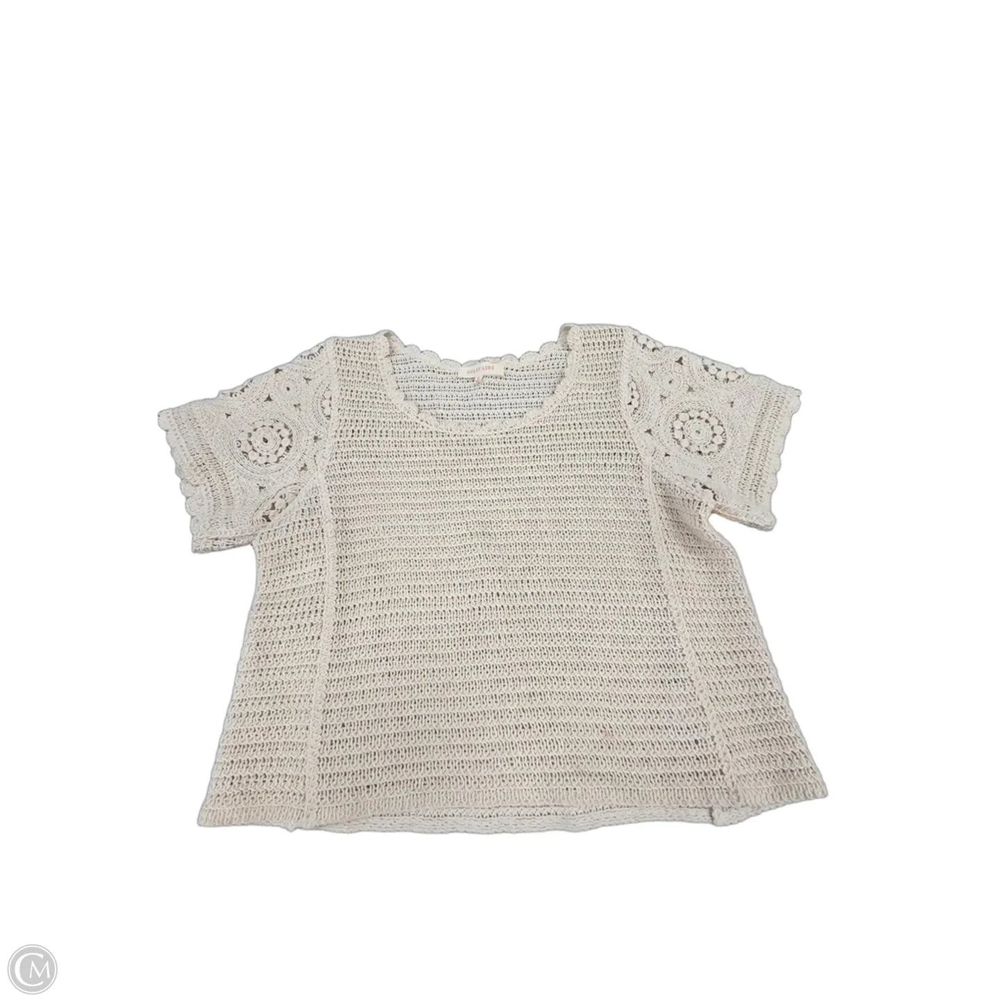 Top Short Sleeve By Solitaire In Cream, Size: S