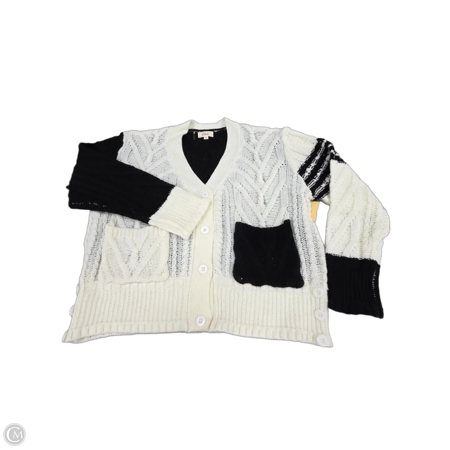 Cardigan By Elan In Black & Cream, Size: M