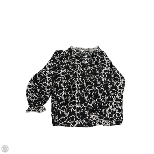 Top Long Sleeve By Max Studio In Black & White, Size: 1x