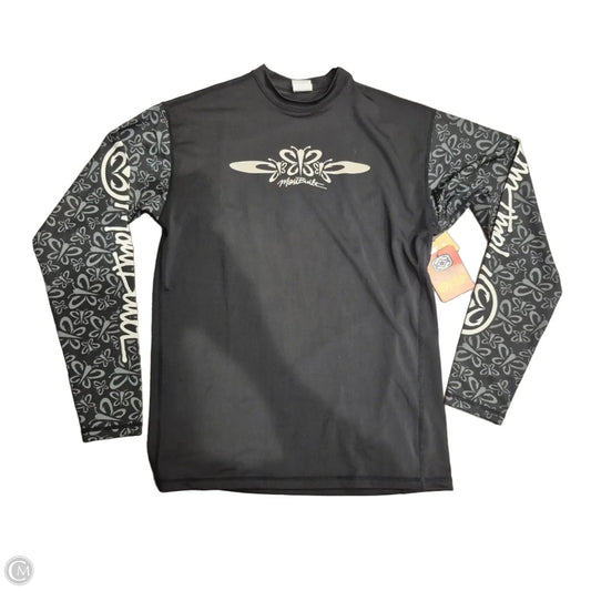 Athletic Top Long Sleeve Collar By Cme In Black & White, Size: M