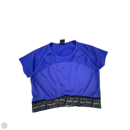 Athletic Top Short Sleeve By Nike In Blue, Size: M