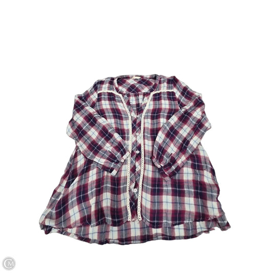 Top Long Sleeve By Altard State In Plaid Pattern, Size: L