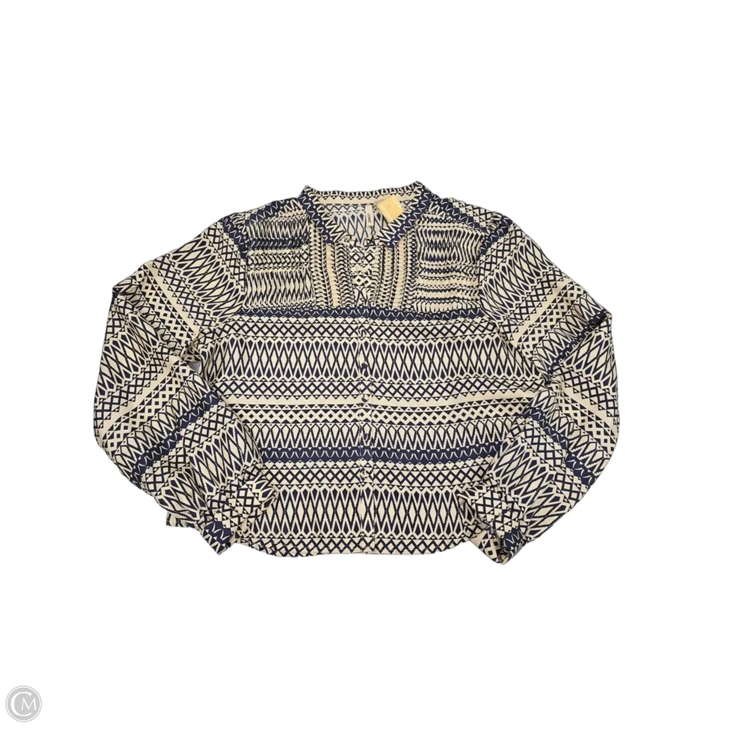 Top Long Sleeve By Cme In Geometric Pattern, Size: L