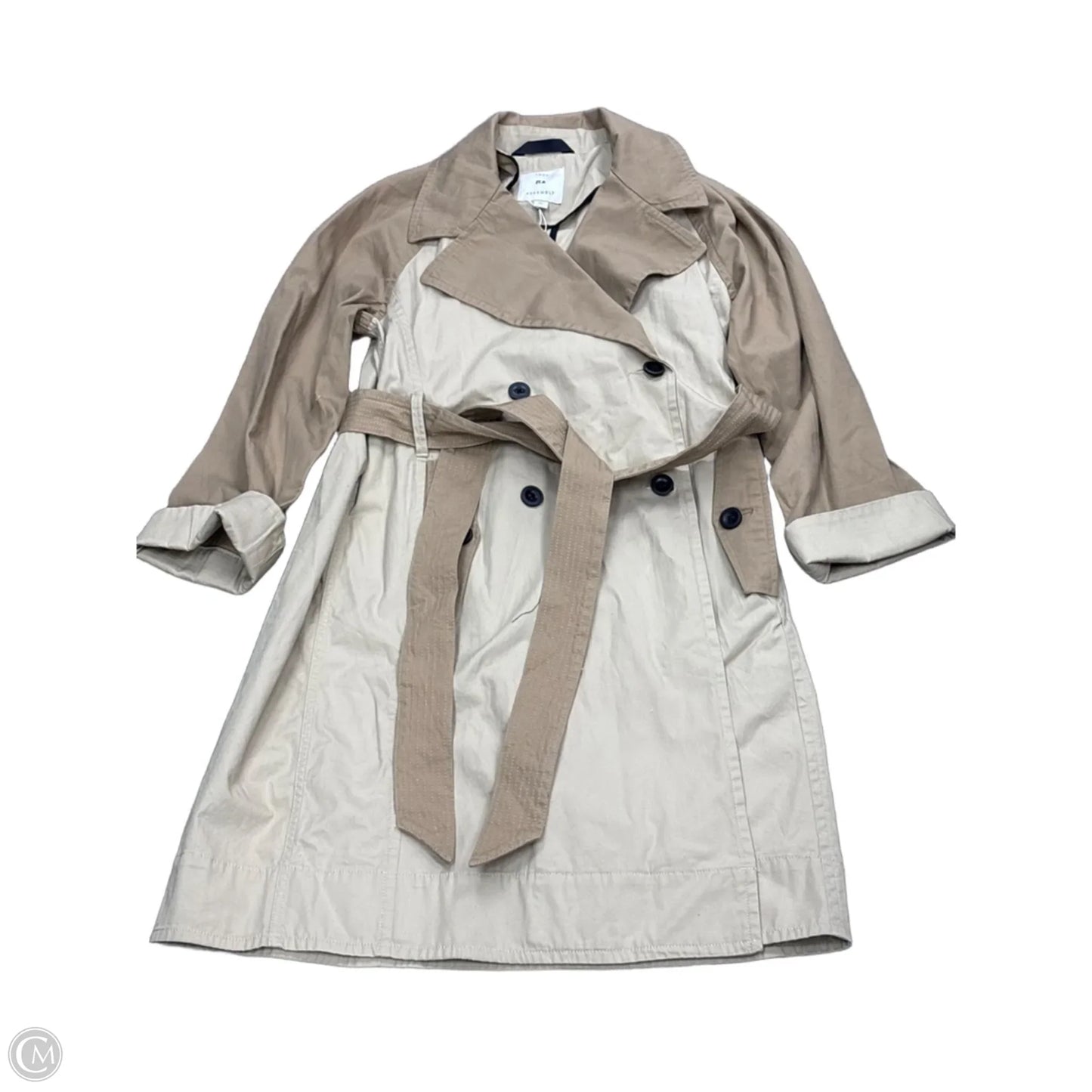 Coat Trench Coat By Free Assembly In Tan, Size: L