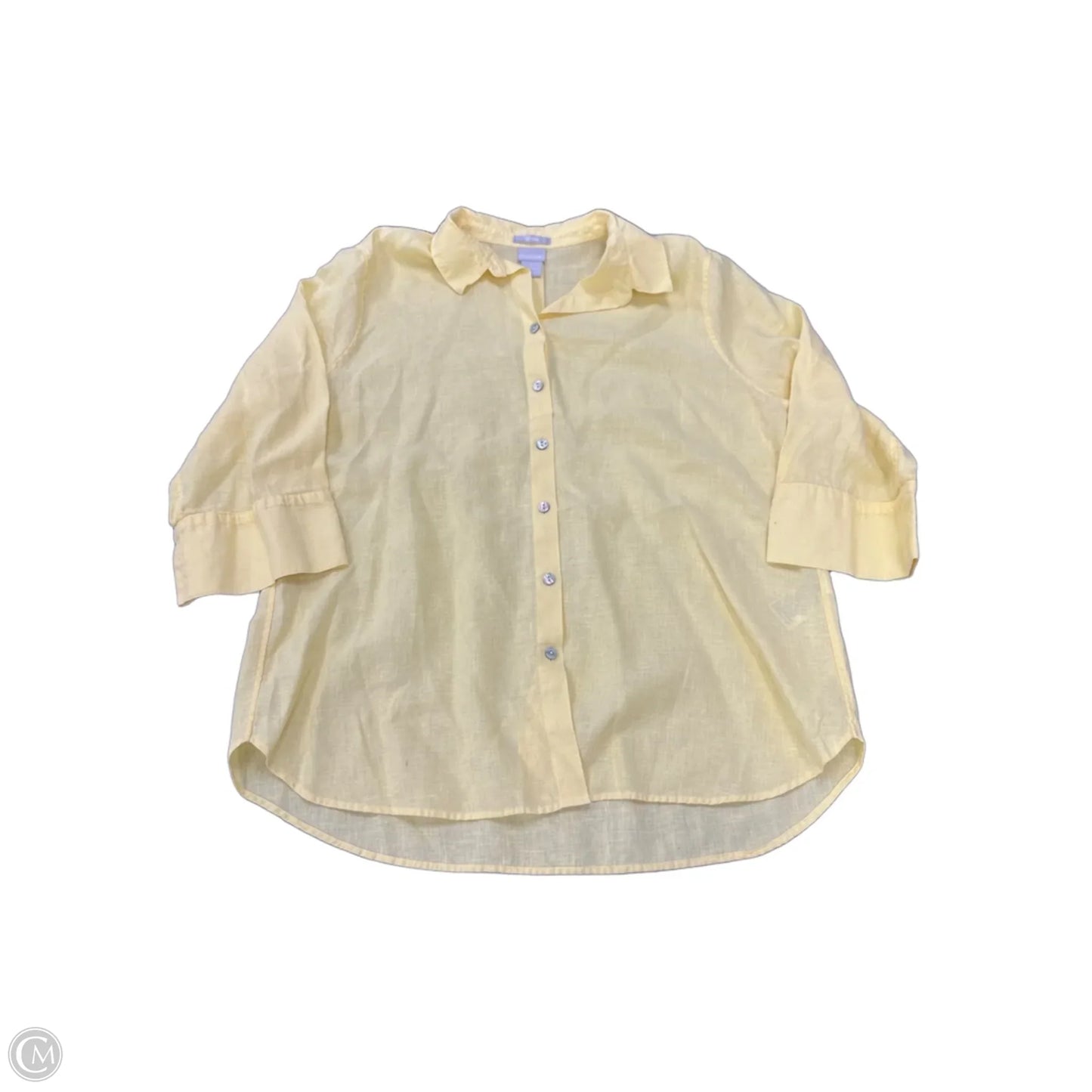 Top 3/4 Sleeve By Chicos In Yellow, Size: L