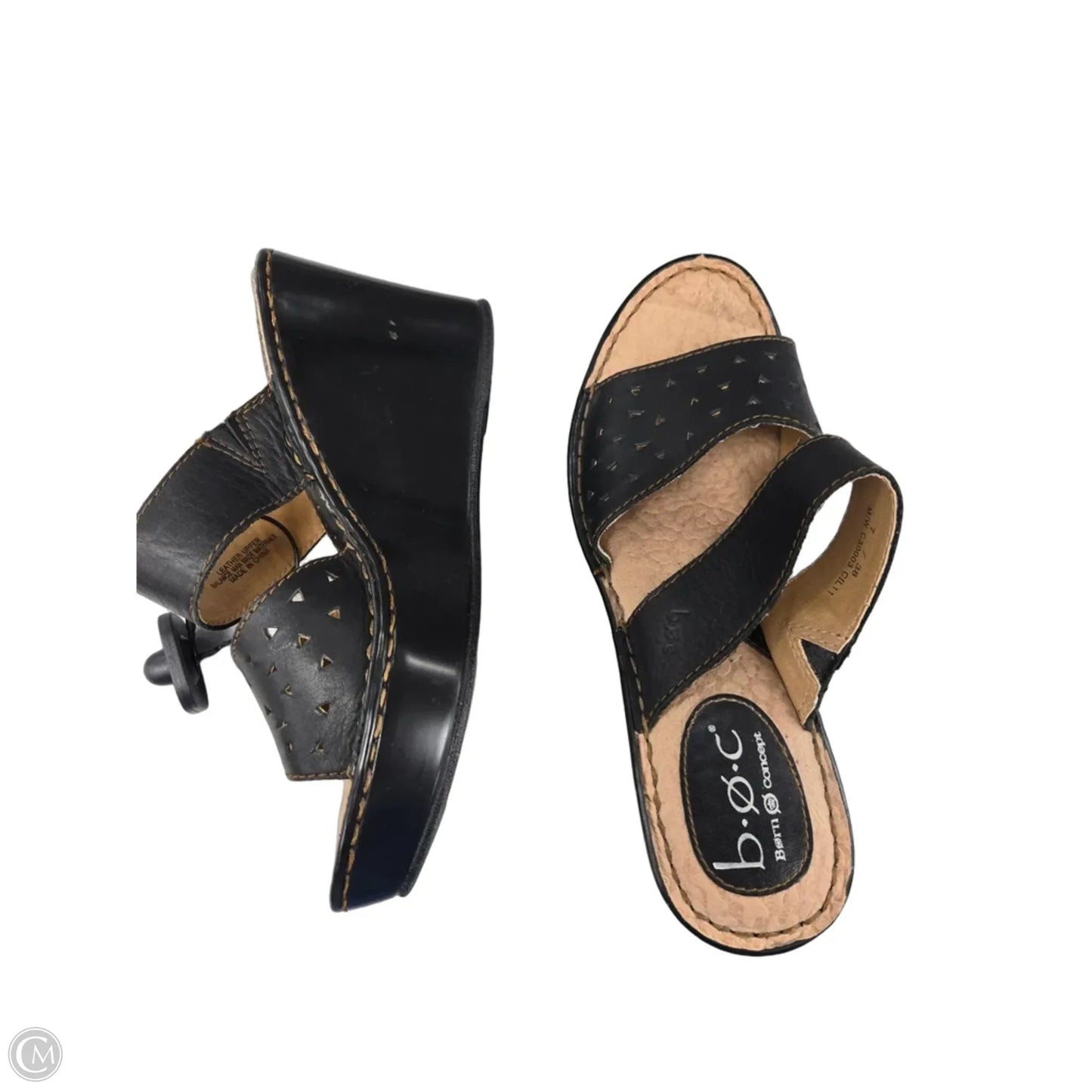 Sandals Heels Wedge By Boc In Black, Size: 7