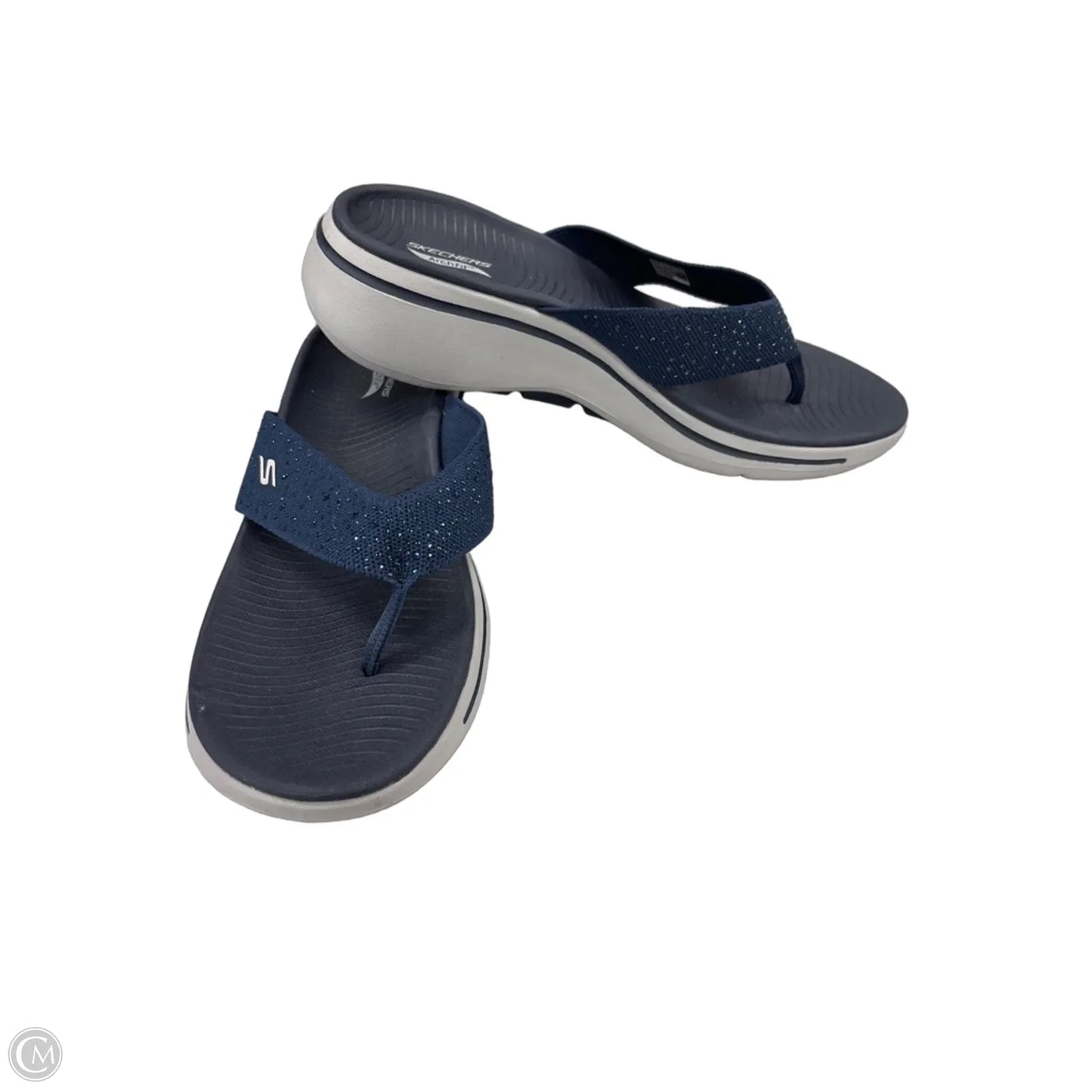 Sandals Flip Flops By Skechers In Blue & Grey, Size: 11