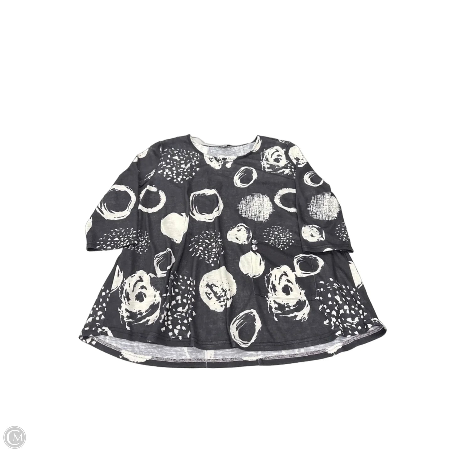 Top 3/4 Sleeve By Cme In Black & White, Size: L