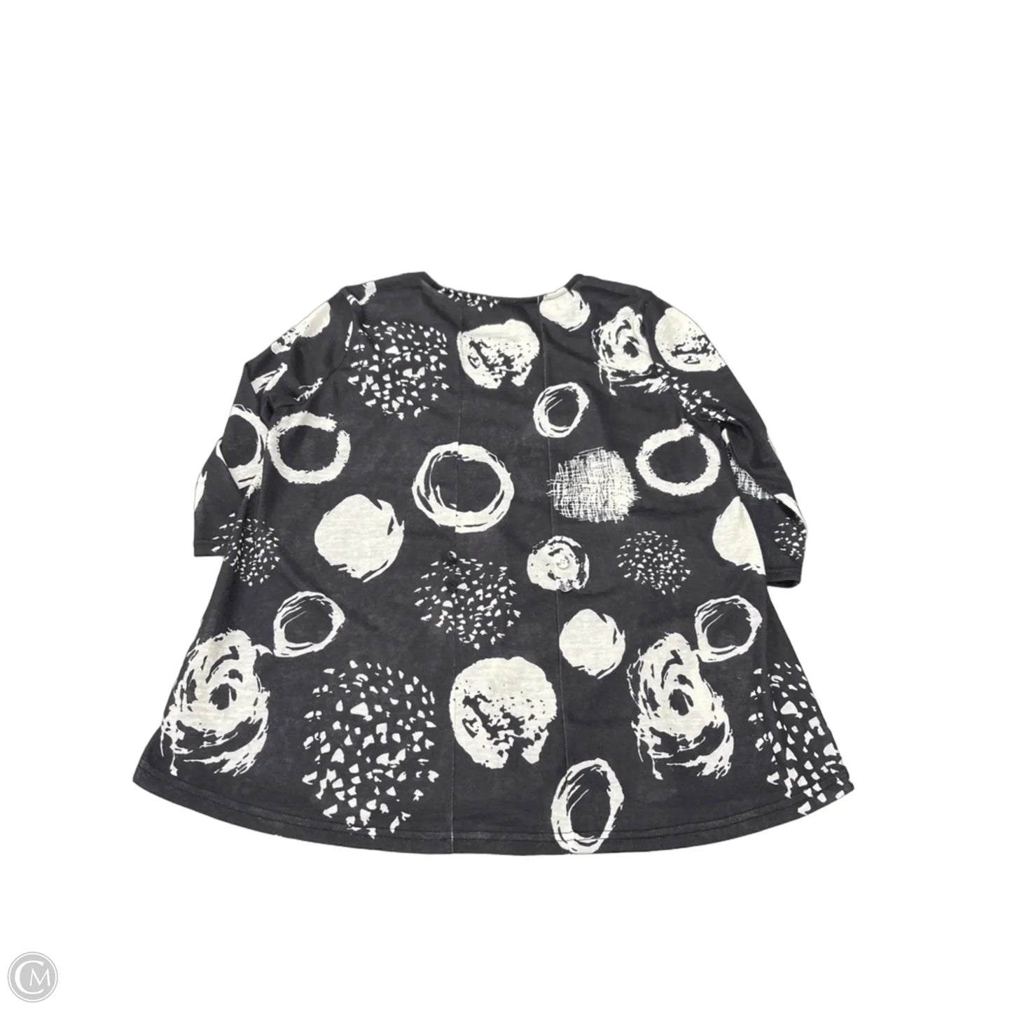 Top 3/4 Sleeve By Cme In Black & White, Size: L