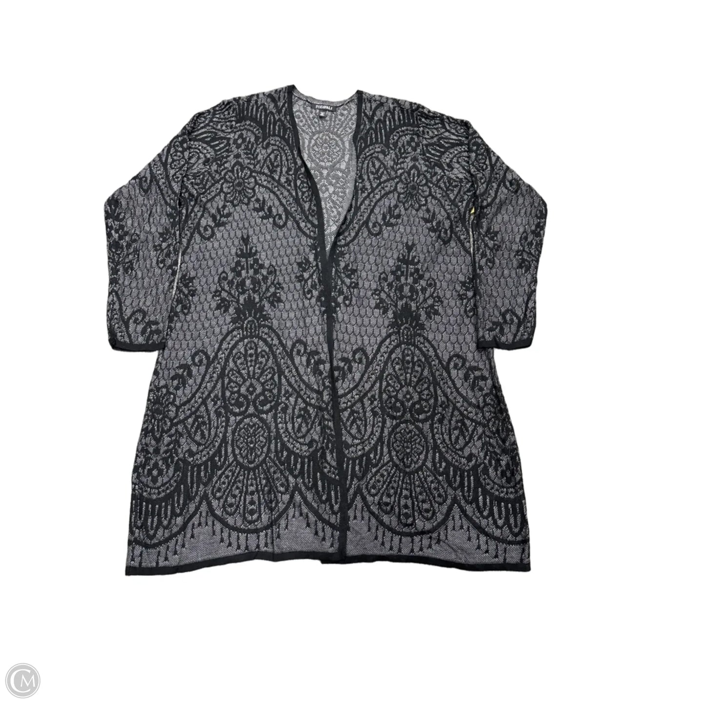 Cardigan By Roz And Ali In Black & Grey, Size: 2x