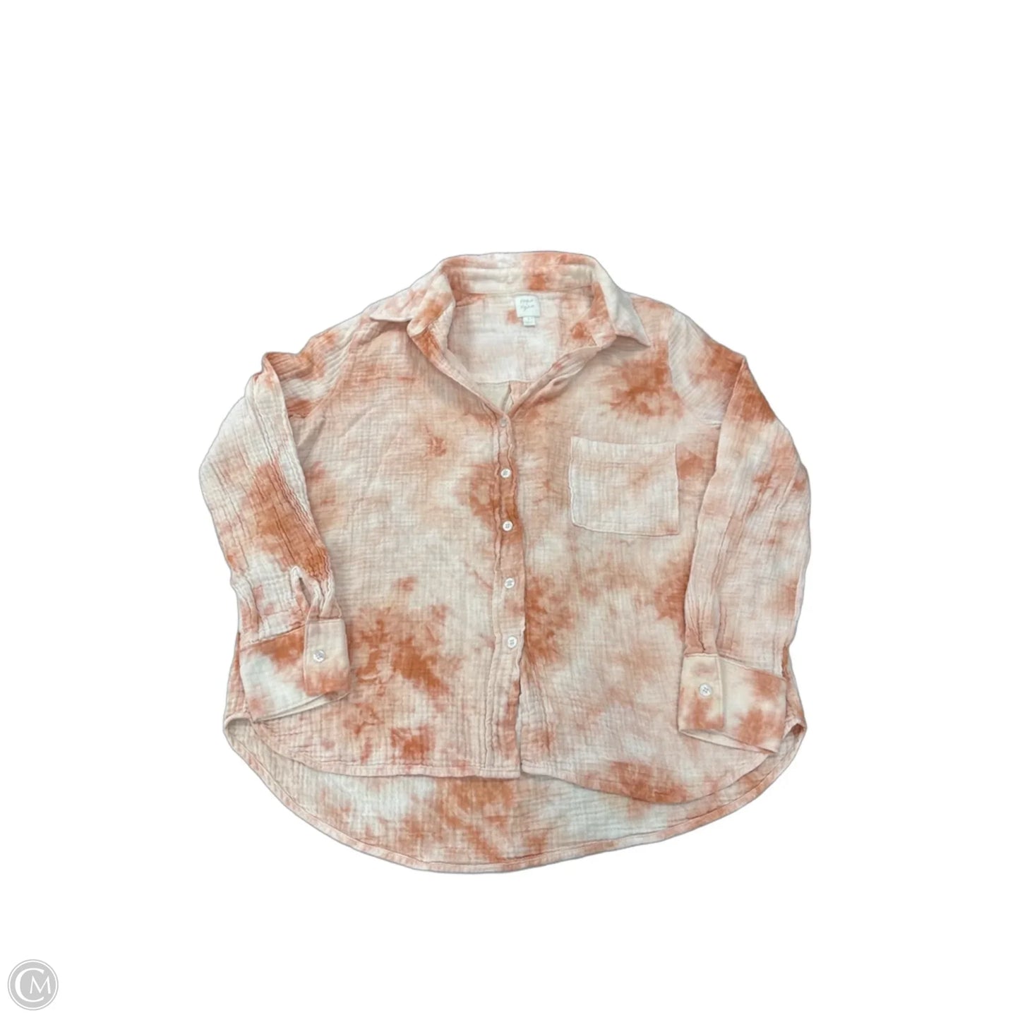 Top Long Sleeve By Cme In Orange, Size: S