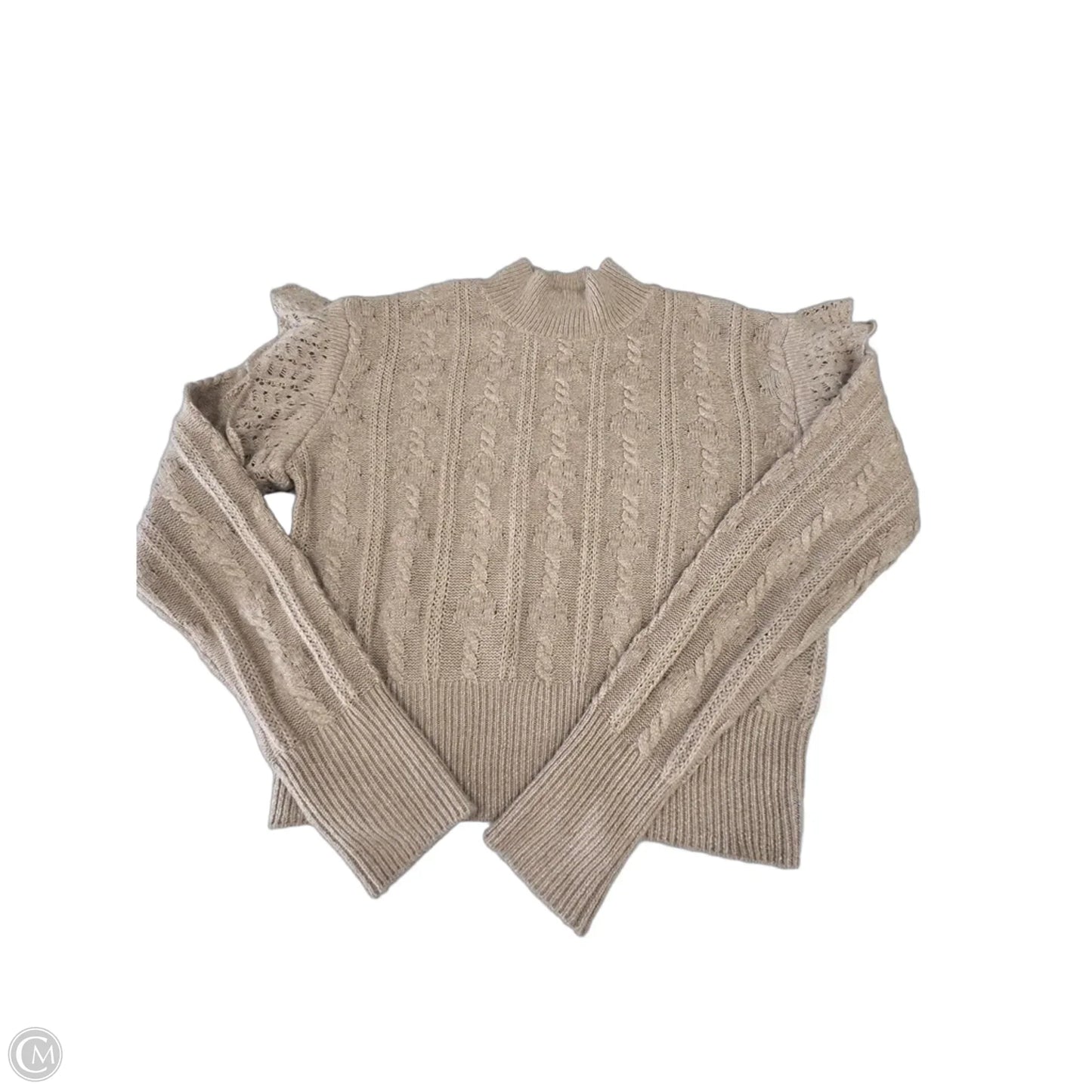 Top Long Sleeve By Cme In Taupe, Size: M