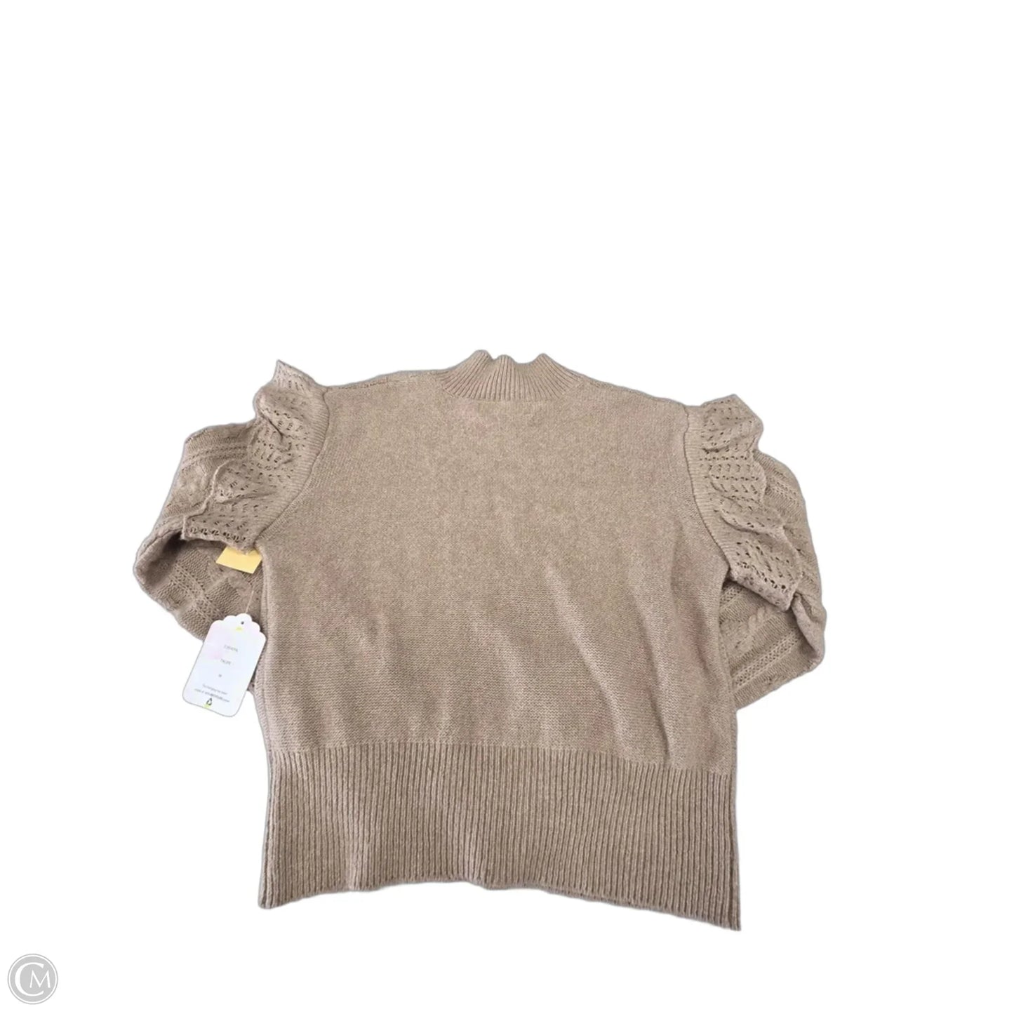 Top Long Sleeve By Cme In Taupe, Size: M
