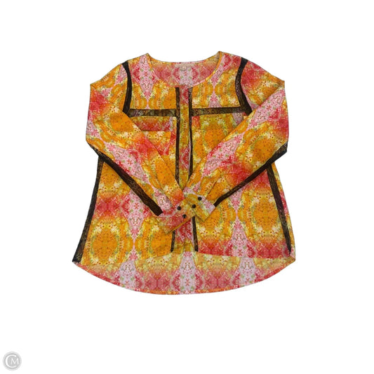 Top Long Sleeve By Gibson And Latimer In Orange & Pink, Size: S